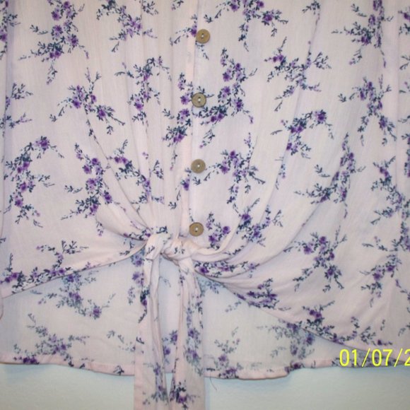 Pretty Pink M Fasis Cropped Crepe Blouse Top M R2 - Picture 4 of 5